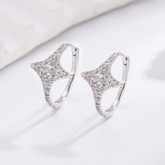 Full Rhinestone Zircon Four Stars Clip High-grade Light Luxury Ear Buckle
