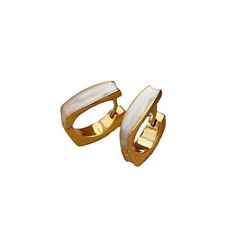 Sier-plated Square Clip Dripping Niche Elegant Geometric Ear Buckle