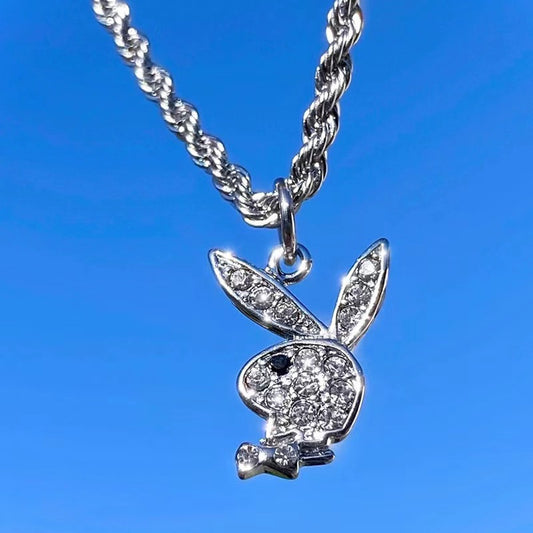 Fashion Hemp Flowers Chain Diamond Rabbit Necklaces