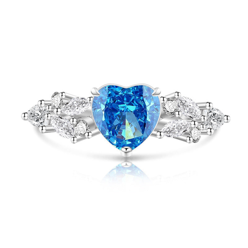 Love Heart-shaped Super Flash High Carbon Diamond Fashion Rings