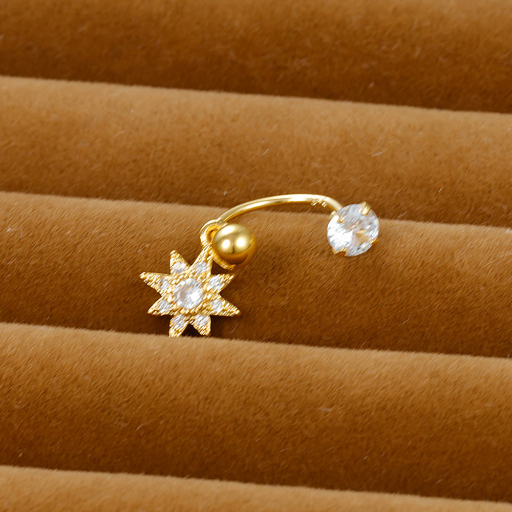 Shaped Piercing Flower Zircon Ear Bone Earrings
