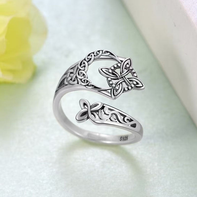 Women's Celtic Vintage Geometric Cross Hollow For Personality Pattern Ring