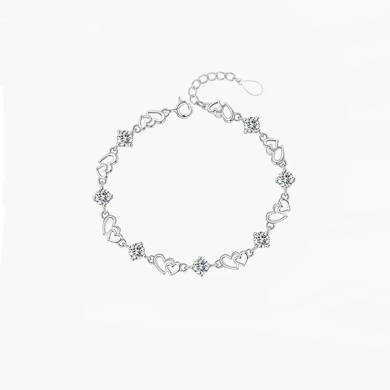 Women's Sterling Sier Heart-to-heart For Light Luxury Bracelets