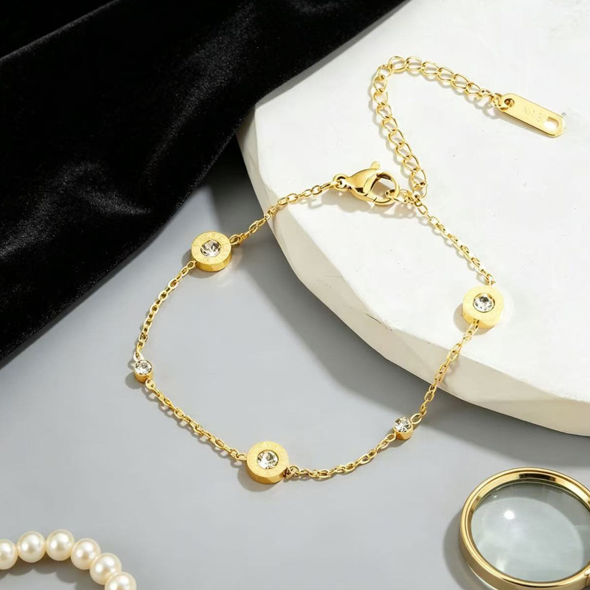 Small Diamond Roman Light Luxury Minority Exquisite Female Girlfriends Simple Bracelets