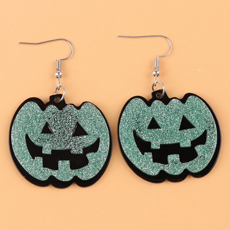 Halloween Design Sense Grimace Pumpkin Acrylic Creative Funny Earrings