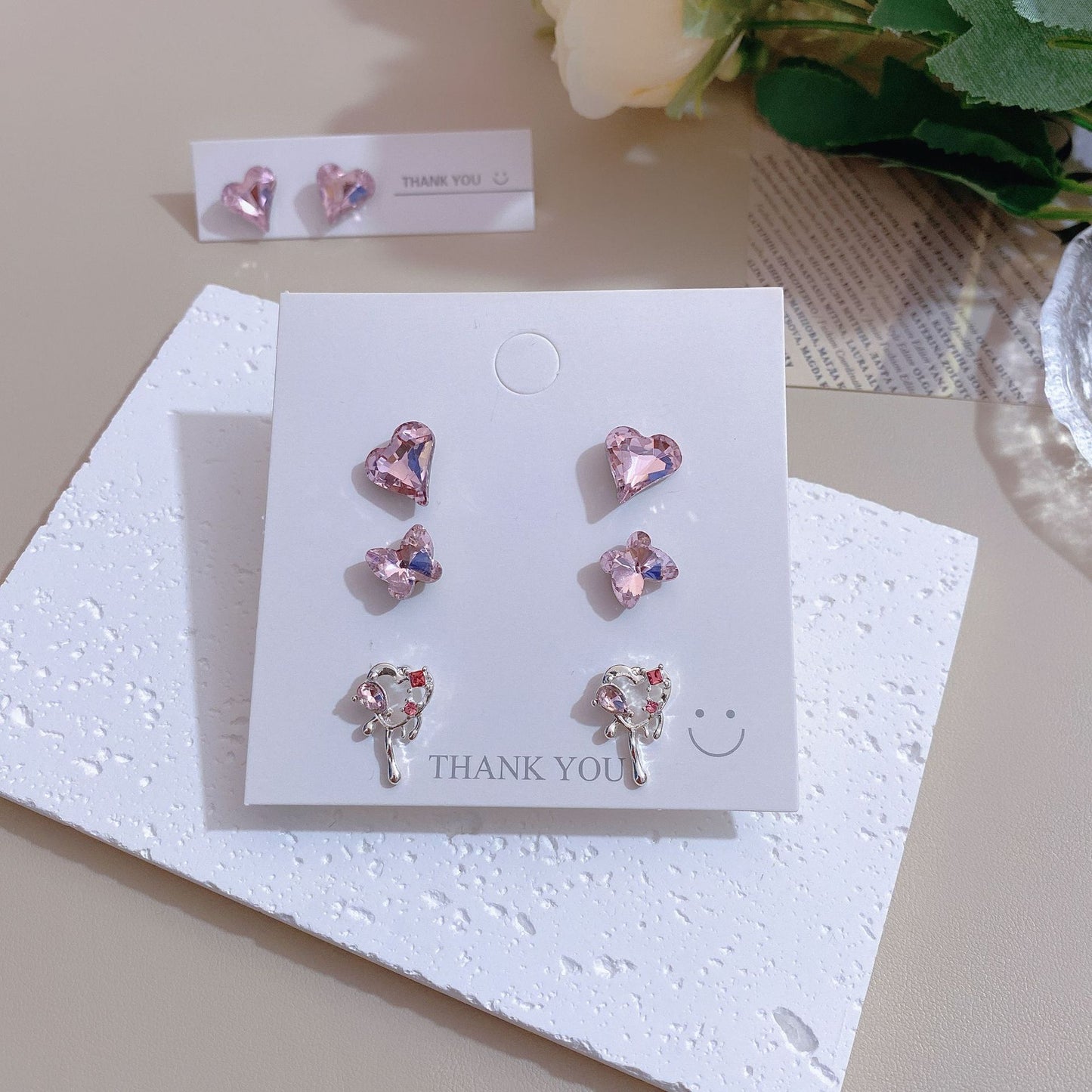 Exquisite Angel Tears Sier Needle Advanced Design Sense Small Ear Earrings