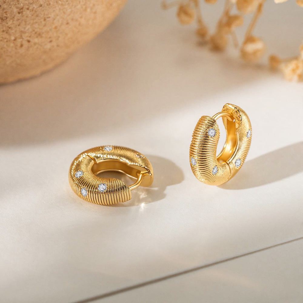 Design Clip Brass Gold Plated Texture Personalized Cold Ear Buckle