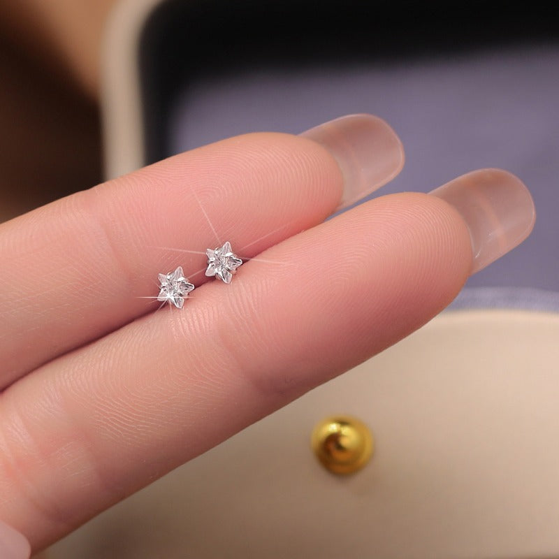 Women's & Men's Zircon Five-pointed Star Auricular Ear Light Earrings