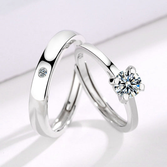 Sterling Sier Zircon Couple Design Simple Rings