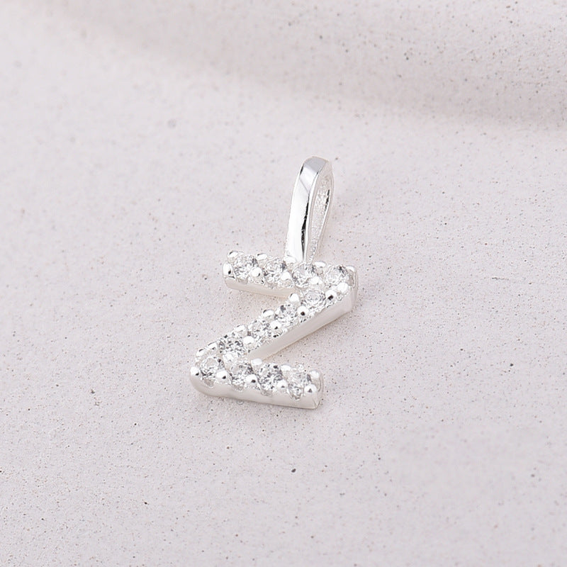 Sier Simple Diamond Letters English Personalized Pendants