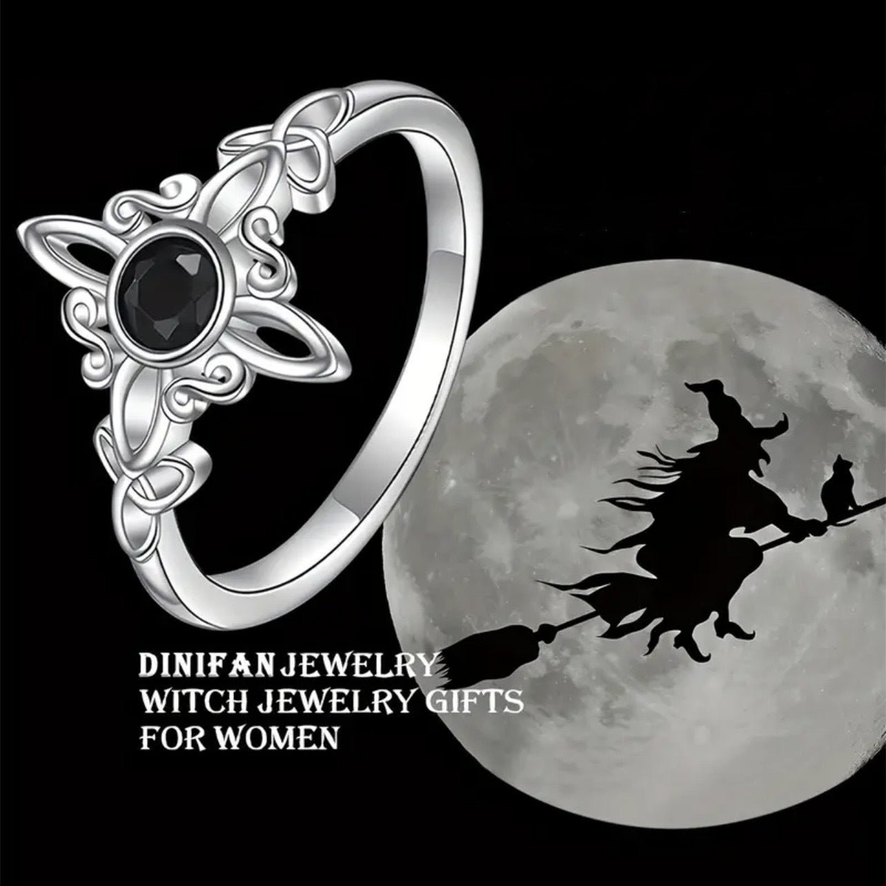 Fashion Celtic Black Diamond Cold Wind Cute Rings