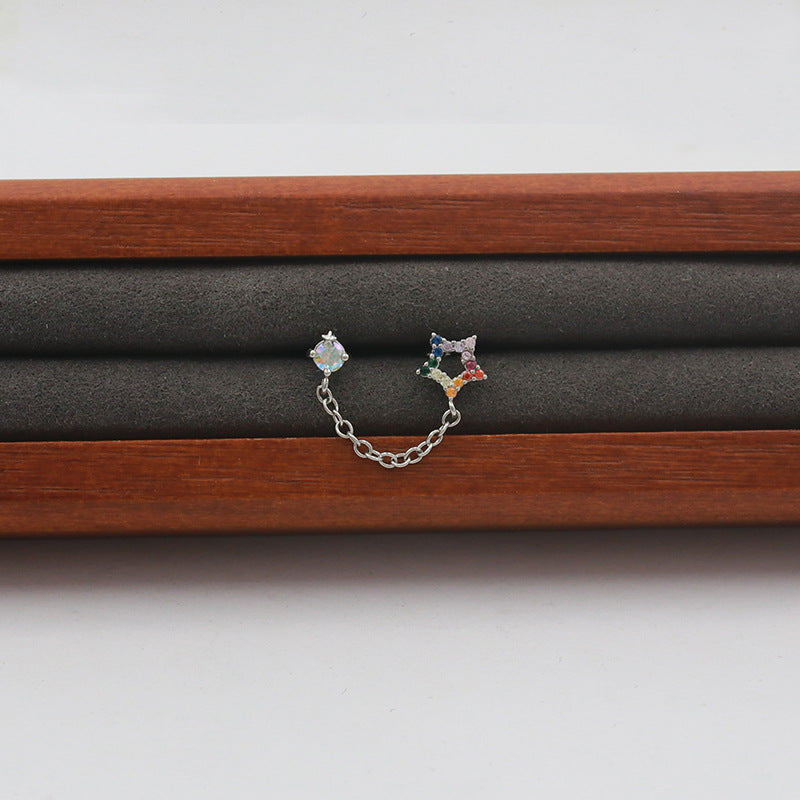 Korean Popular Diamond Elegant Threads Personality Five-pointed Star Butterfly Bone Ear Line
