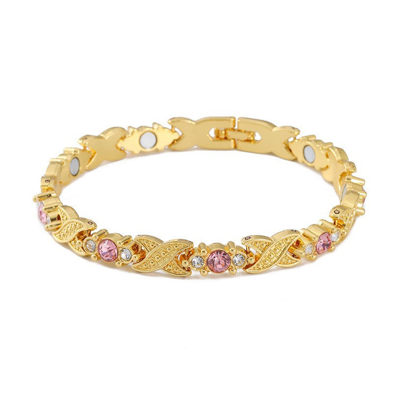 Women's Adjustable Leaves Magnet Alloy Diamond Fashion Bracelets