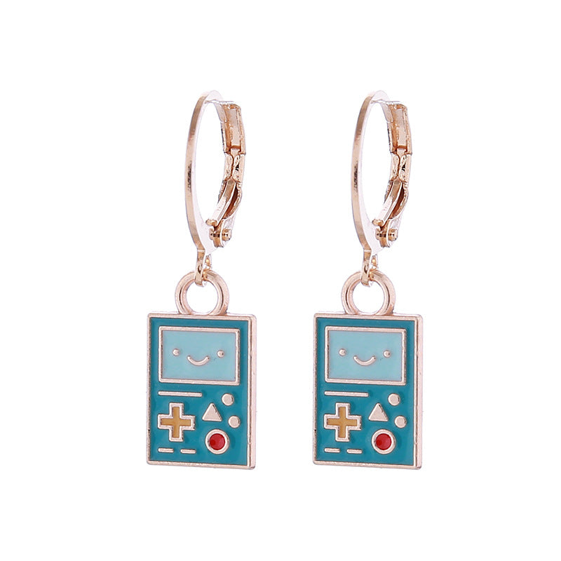 Retro Nostalgic Style Alloy Enamel Bicycle Bus Sewing Machine Tape Earrings