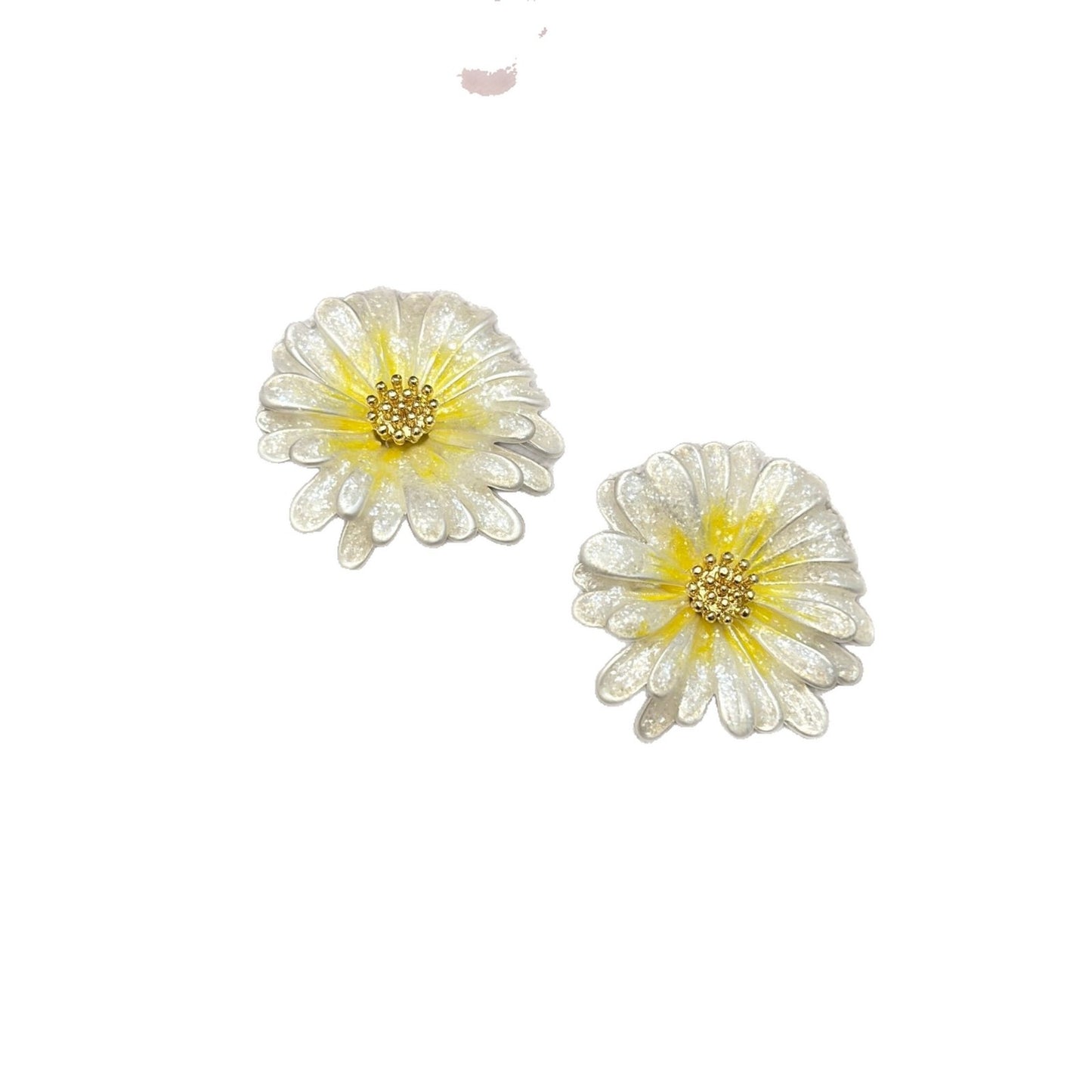 Oil Daisy Flower Female Sweet Cute Stud Earrings