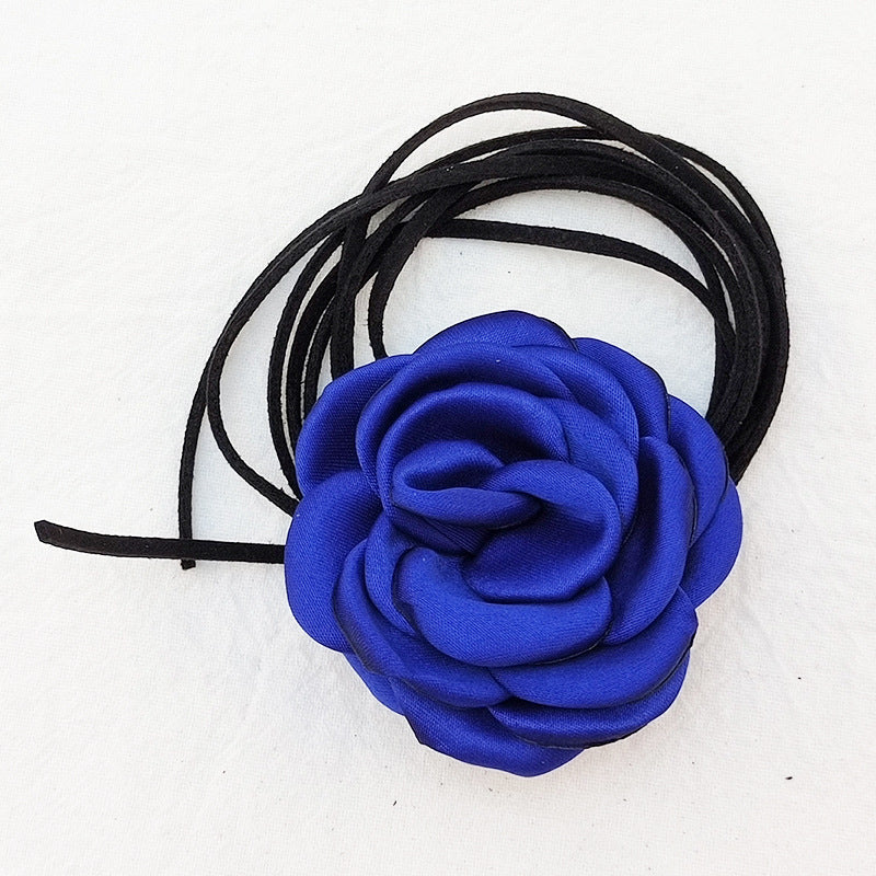 French Flower Tassel Tie Neck Camellia Necklaces