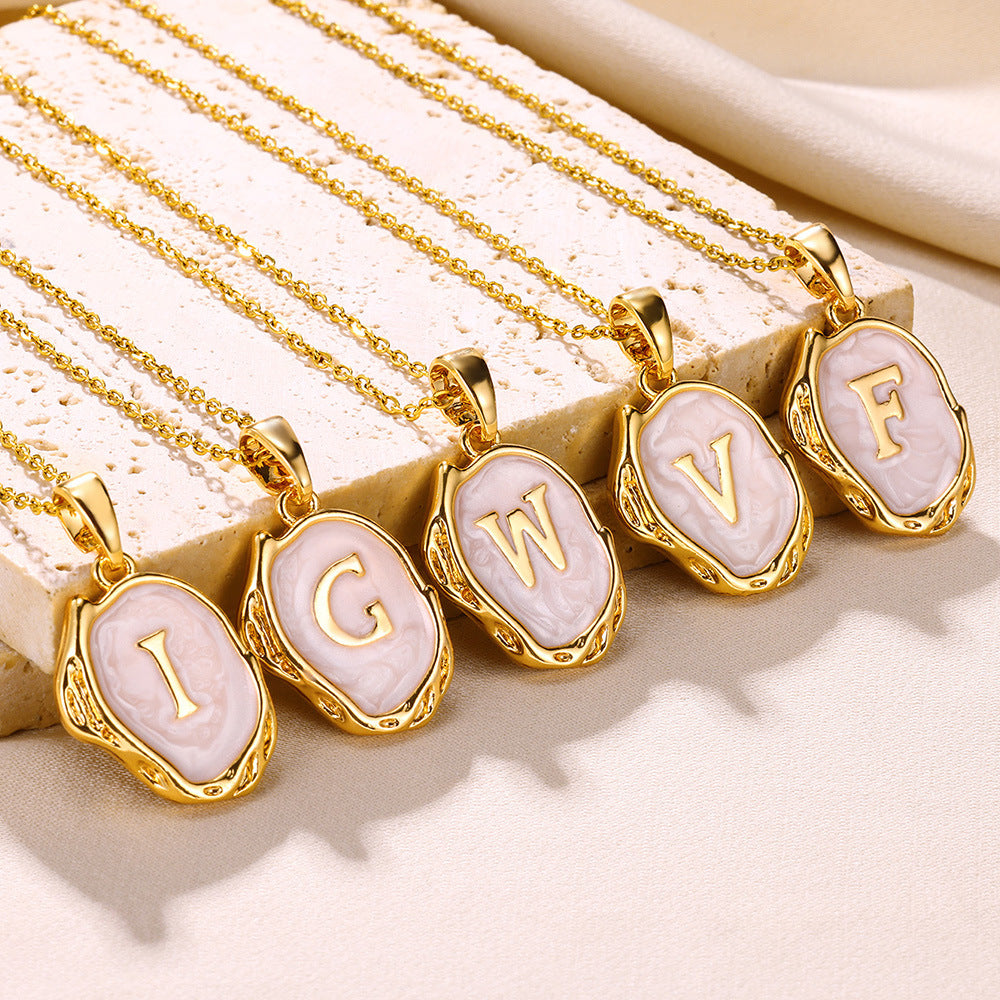 Women's Summer Wind English Letters Drop Oil Necklaces