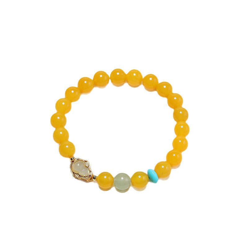 Yellow Glaze Gourd Female Chinese Style Bracelets