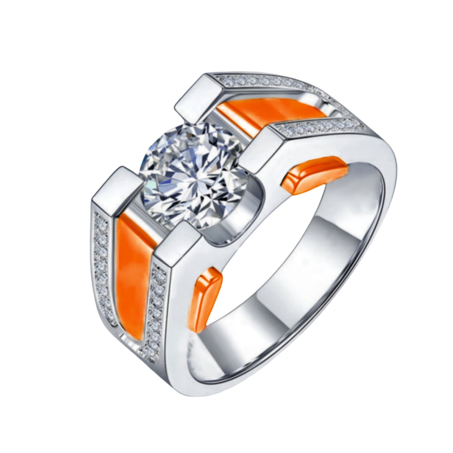 Men's Eight Hearts Arrows Imitation Moissanite Punk Rough Personality Mature Domineering Rings