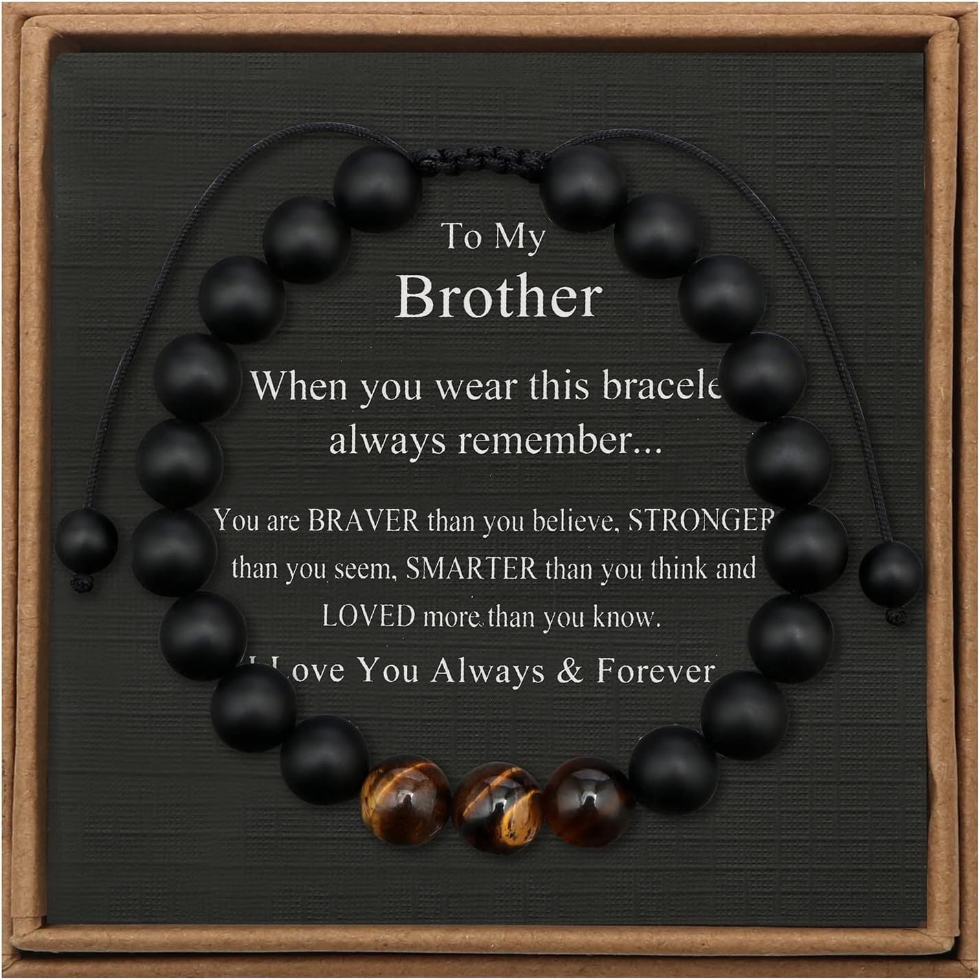 Men's Stone Tiger Eye Woven Adjustable Beaded Bracelet