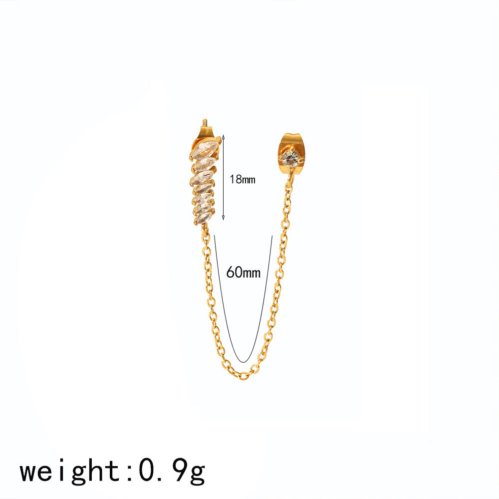 Steel Puncture Ear Bone Gold Light Luxury Design Earrings