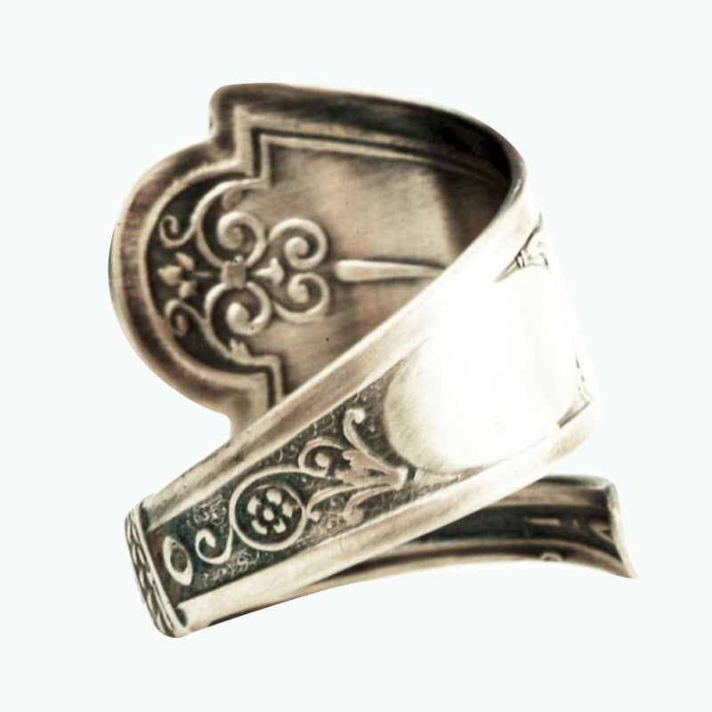 Vintage Thai Sier Spoon Angel Cupid Music Ring