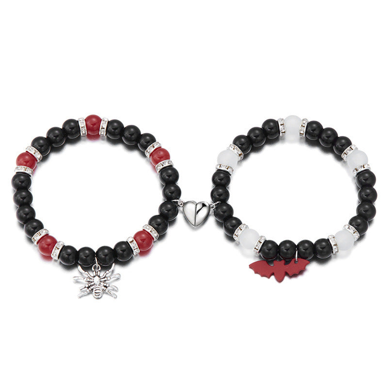 Couple Beaded Halloween Day Spider Bat Bracelets