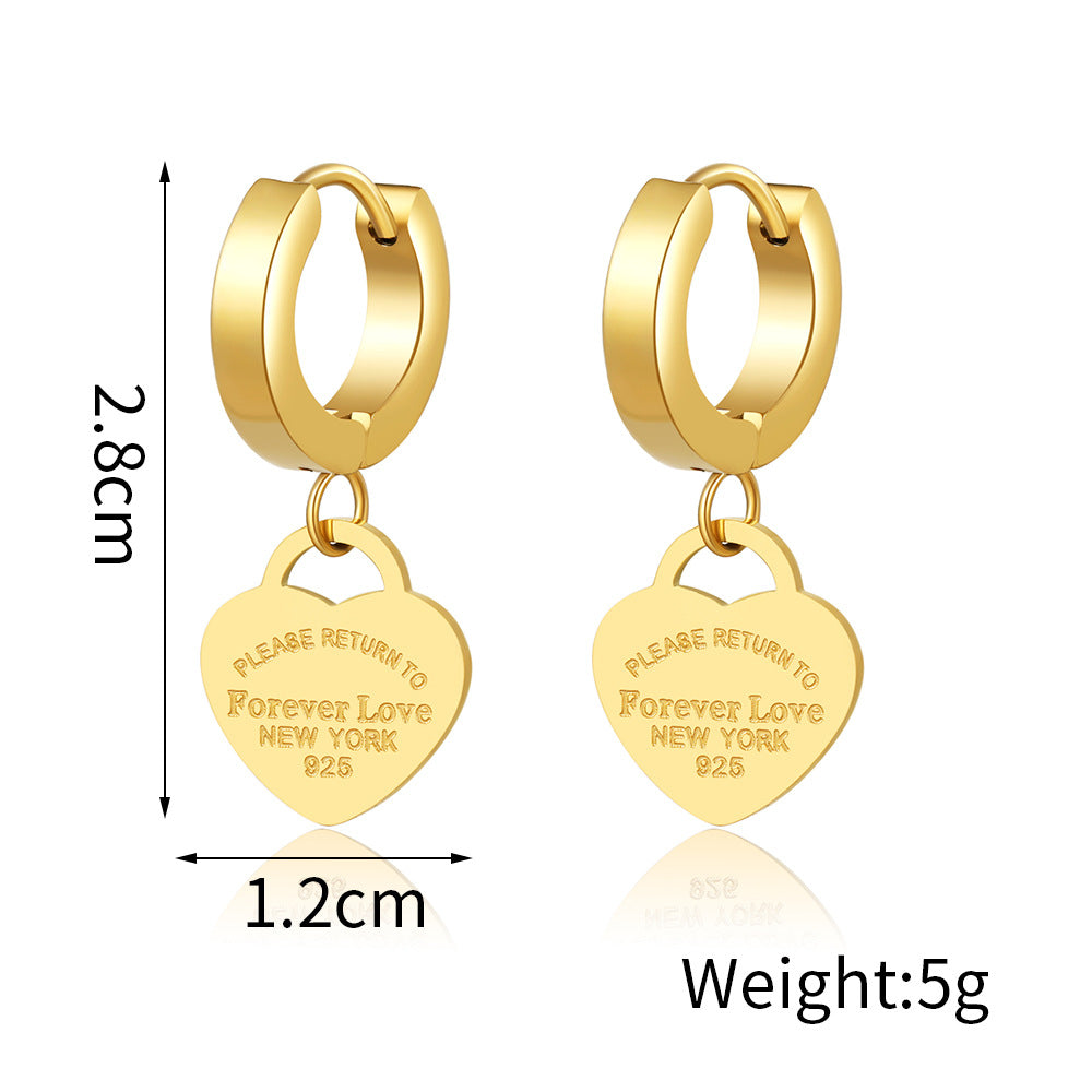 Titanium Steel Love Metal Female Niche High Earrings