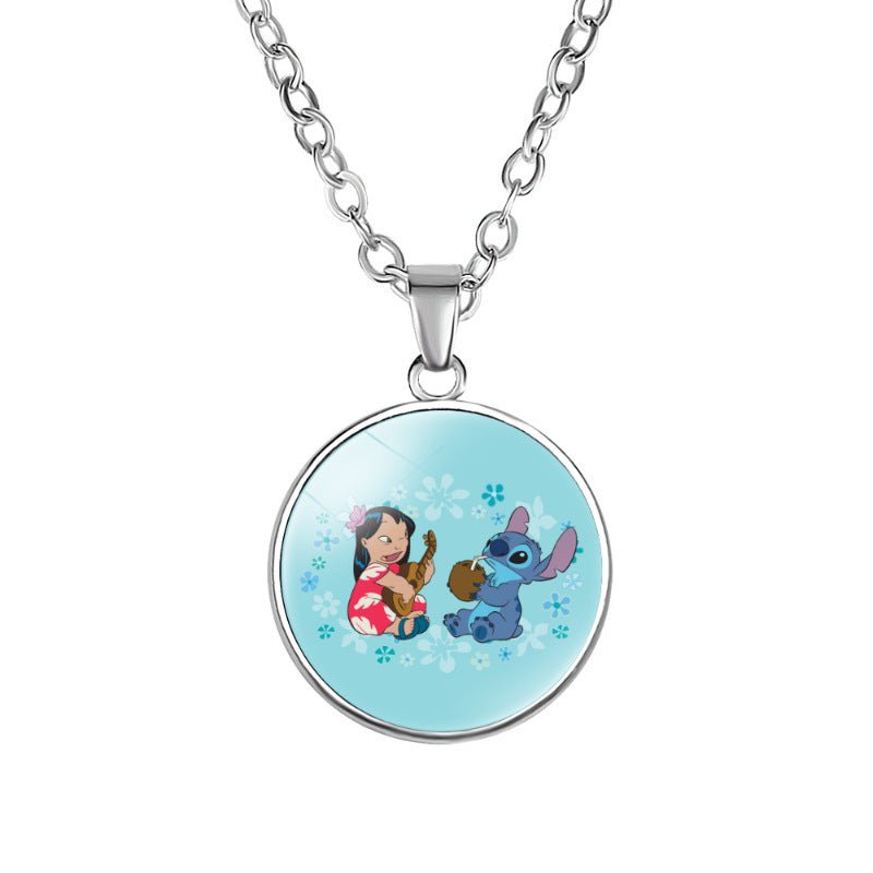 Children's Star Stitch Cartoon Pattern Time Stone Necklaces