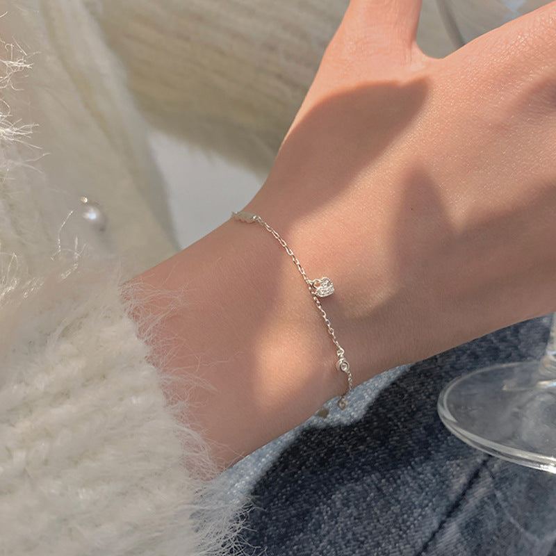 Rhinestone Glossy Heart Female Minimalist Creative Bracelet