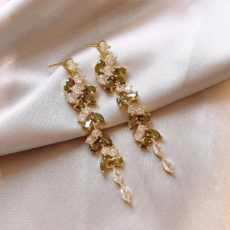 Women's Tassel Water Drop Zircon Light Luxury High-grade Stud Earrings