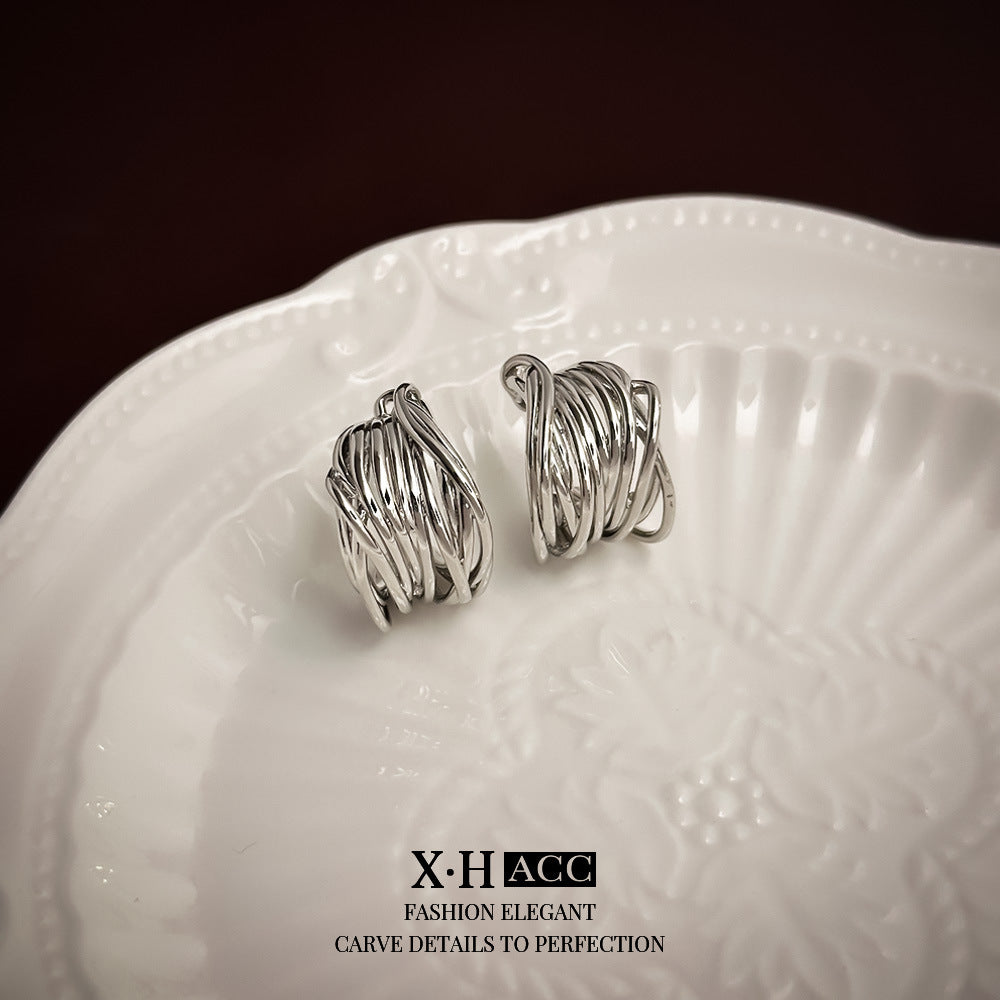 Fashionable Metal Texture Light Luxury Simple Earrings