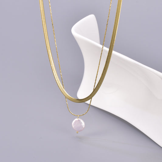 Women's Natural Freshwater Pearl Simple Fashion Stainless Necklace