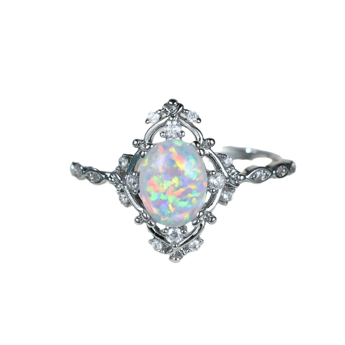 Women's White Opal Fashionable Simple Elegant Daily Versatile Ring