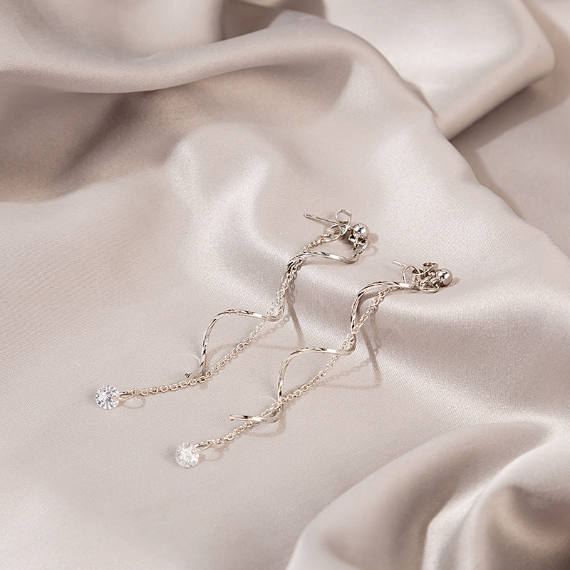 Women's Needle Long Tassel Twisted Fashion Winding Micro Earrings