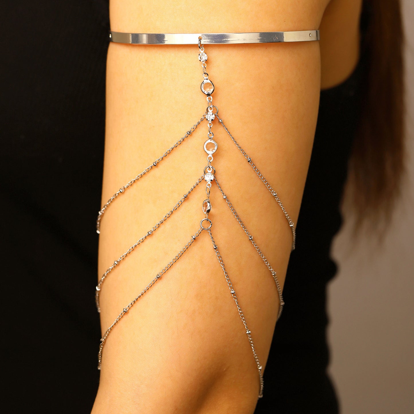 Niche Adjustable Arm Chain Metal Lanyard Tassel Armband Vacation Style Bracelets