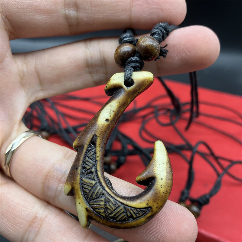 Accessories Vintage Resin Maori Fishhook Imitation Necklaces