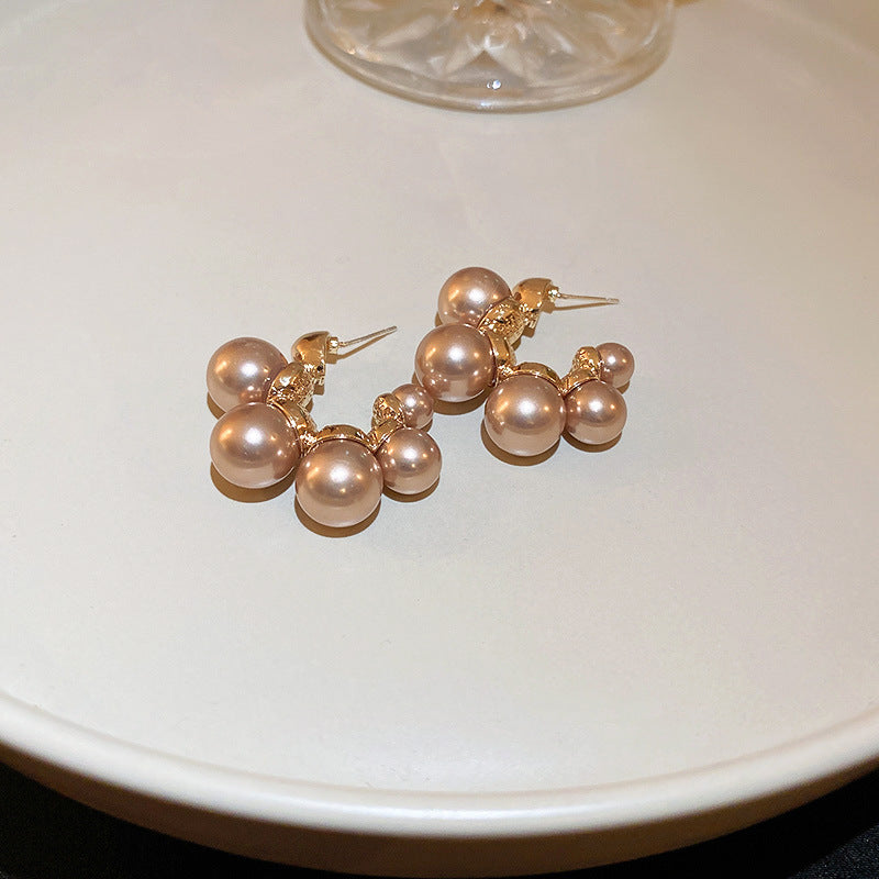 Needle Pearl Round Geometric Light Luxury Earrings