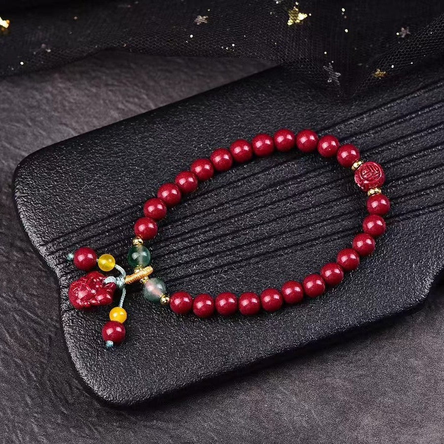 Gold Sand Lotus Sunstone Gourd Lucky Fortune Bag Chinese Knot Bracelets