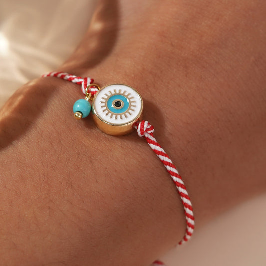 Women's Fashionable Simple White Eyes Turquoise Red Bracelets
