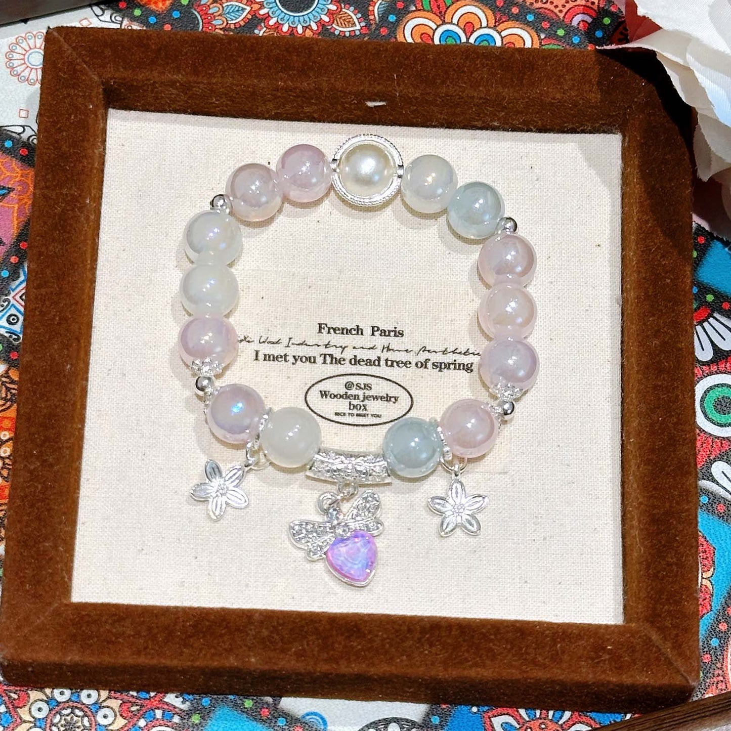 Stall Glass Glaze Female Pearl Love Cultural Creative Girlfriends Bracelets