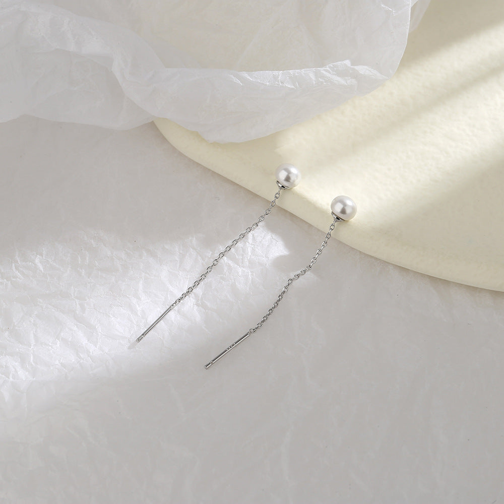 Pearl String French Style Super Fairy Long Earrings