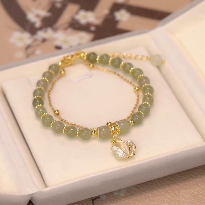 Affordable Luxury Style Imitation Jade High Sense Double Bracelets