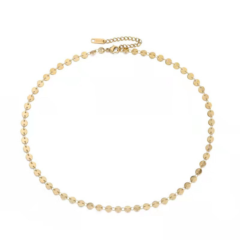 Fashion Personality Simple Vintage Copper Sequins Necklace