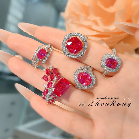 Women's Luxury Minority Design Simulation Pigeon Blood High Rings