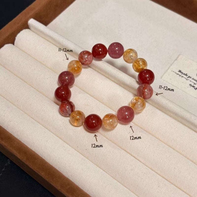 Red Luck Head Plastic Flower Natural Crystal Design Black Gold Bracelets