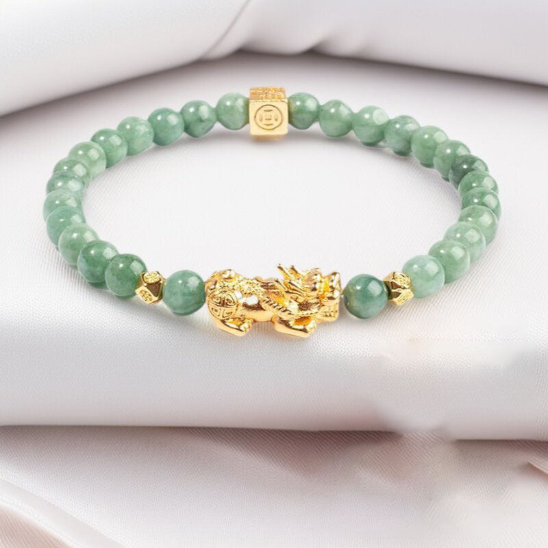 Golden Jade Gray Emerald String Beads Bracelets