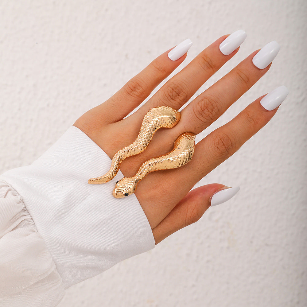 Personality Fashion Snake Exaggerated Gold And Rings