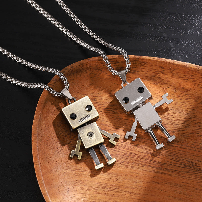 Women's & Men's Robot Disco Jumping Hip Hop Couple Necklaces