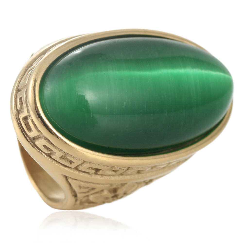 Men's Titanium Steel Oval Stone Retro Trendy Personality Punk Rings